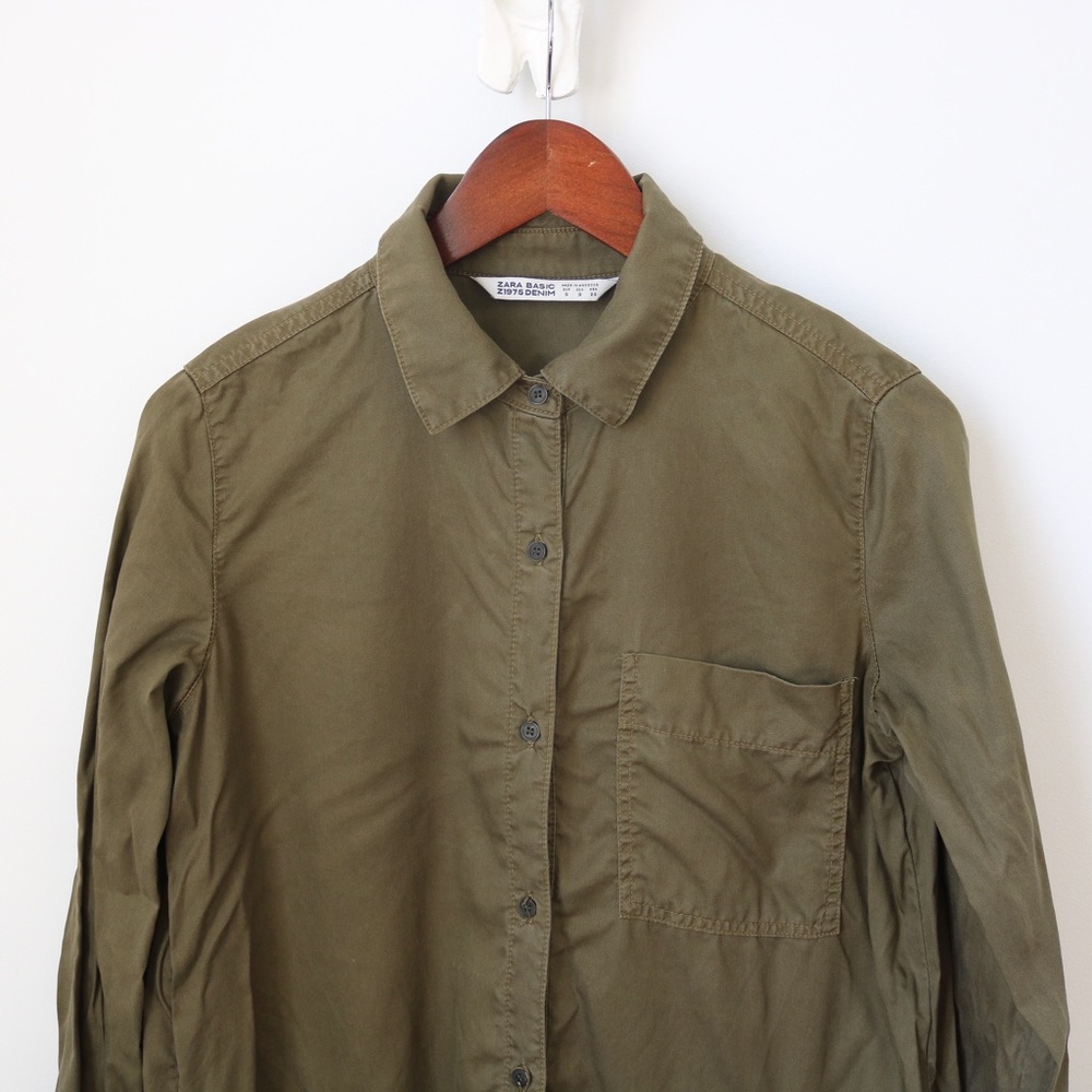 Zara Basic Olive Green Utility Dress - Picture 6 of 7